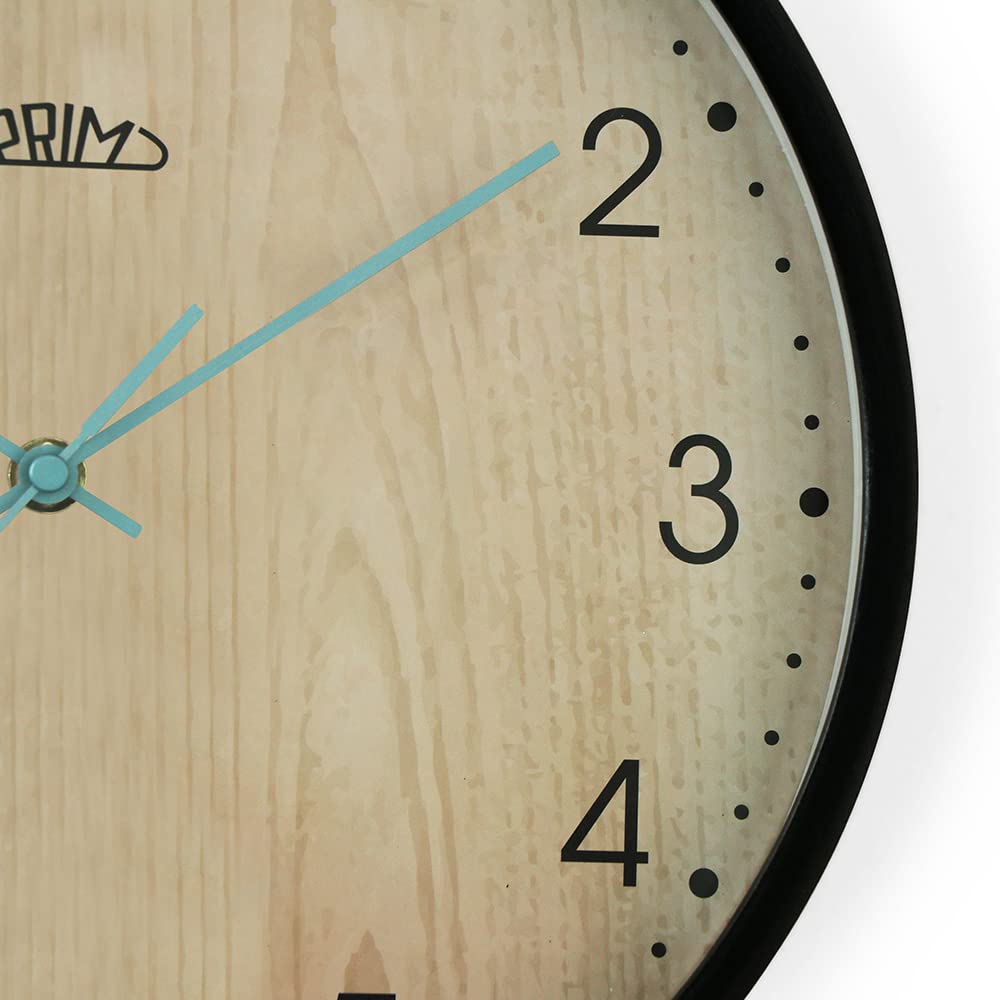 PRIM Wanduhr (Schwarz&helles Holz)