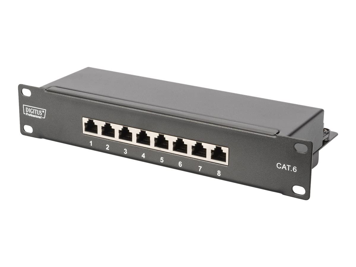 DIGITUS Zestaw 10 cali - Szafka sieciowa 9 U SOHO seria szara - półka - listwa gniazdowa - 8-portowy panel krosowy - 8-portowy przełącznik gigabitowy