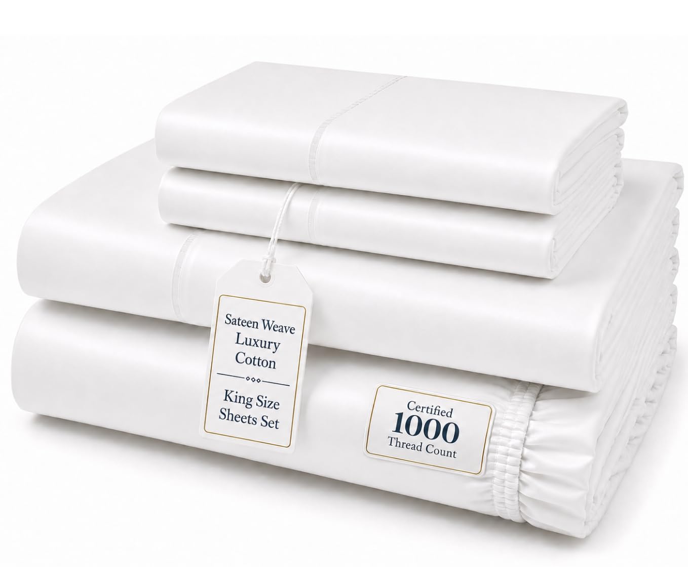 CHATEAU HOME COLLECTION 1000 Thread Count King Size Sheets Set in White
