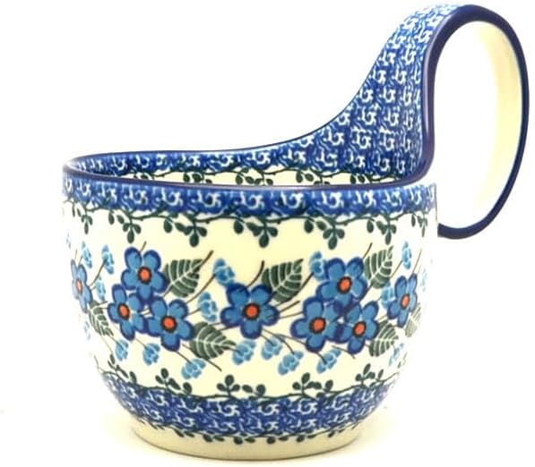 Polish Pottery Loop Handle Bowl - Parisian Posies