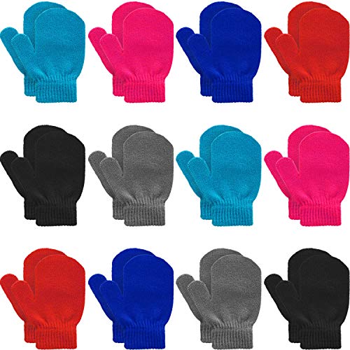 12 Pairs Toddler Stretch Mittens Winter Knitted Gloves Unisex Baby Kids Mittens (Acrylic, Multicolor C)