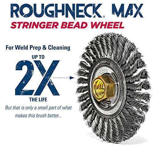 Weiler 13131 Roughneck Max 4" Stringer Bead Wheel, .020" Steel Fill, 5/8"-11 Unc Nut, Made In The Usa #TOP3