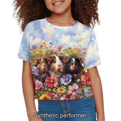 Image of 4th of July Shirt for Girls 7-8 Years US Flag Crop Tops Kids Outfit Independent Day Graphic Tee-