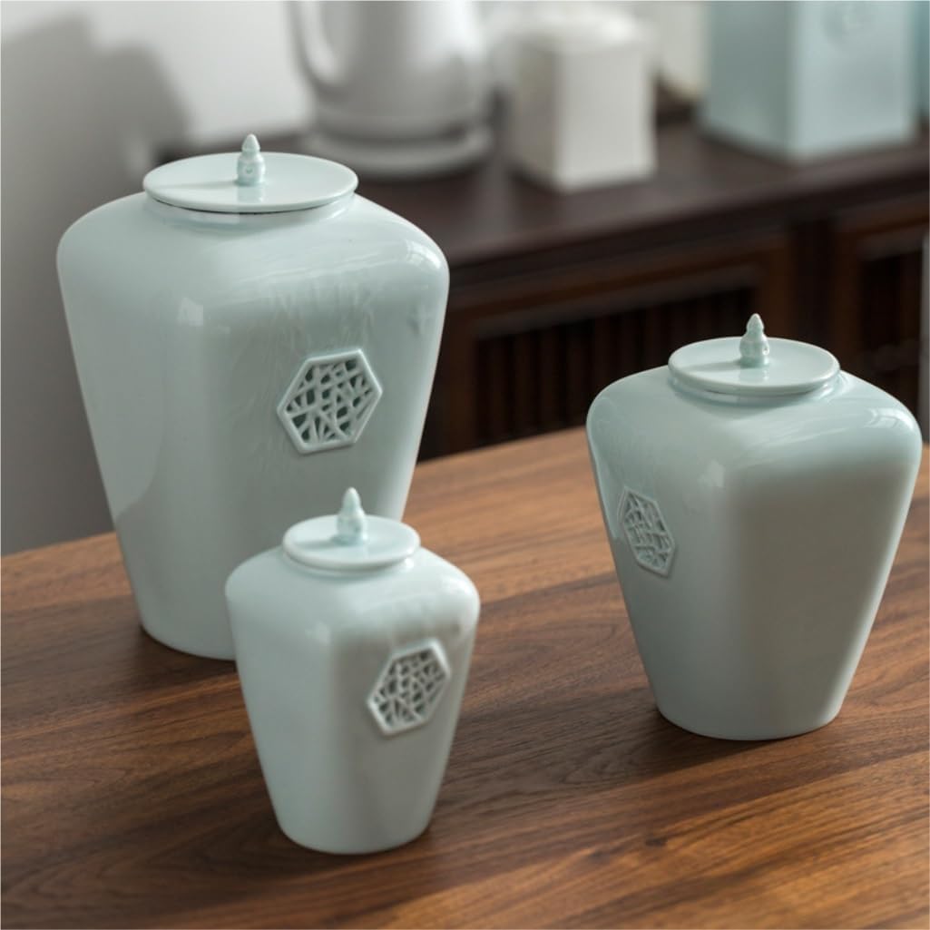 SONGCHAO Sugar Jar Simple Ceramic Loose Tea Storage Container Jar Ceramic Jar Tea Jar Nut Coffee Grain Sealed Tea Storage Porcelain Jar Tea Canister (Size : Small)