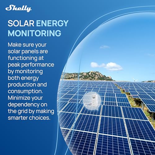 Shelly 3EM-63W Gen3, WLAN-Energiemessgerät für Drei- oder Einphasenanlagen, Echtzeit-Vier-Quadranten-Messung, Keine Lastschwelle, Photovoltaik-kompatibel, Kein Hub Erforderlich