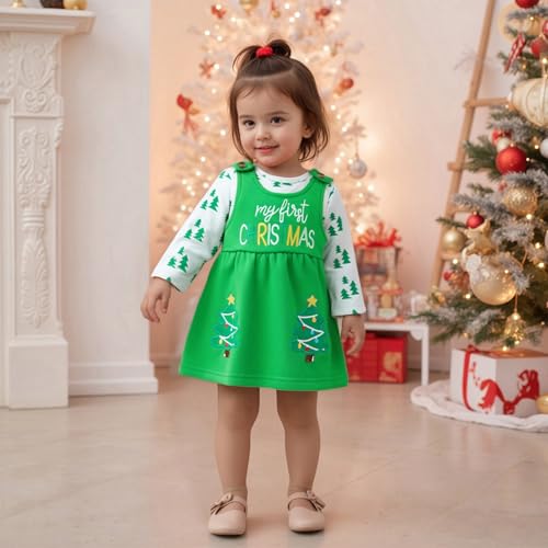 Baby Girl Christmas Outfit Newborn Gingerbread Man Onesie Skirt 2 Piece Set Overalls Dress Fall Winter Clothes4