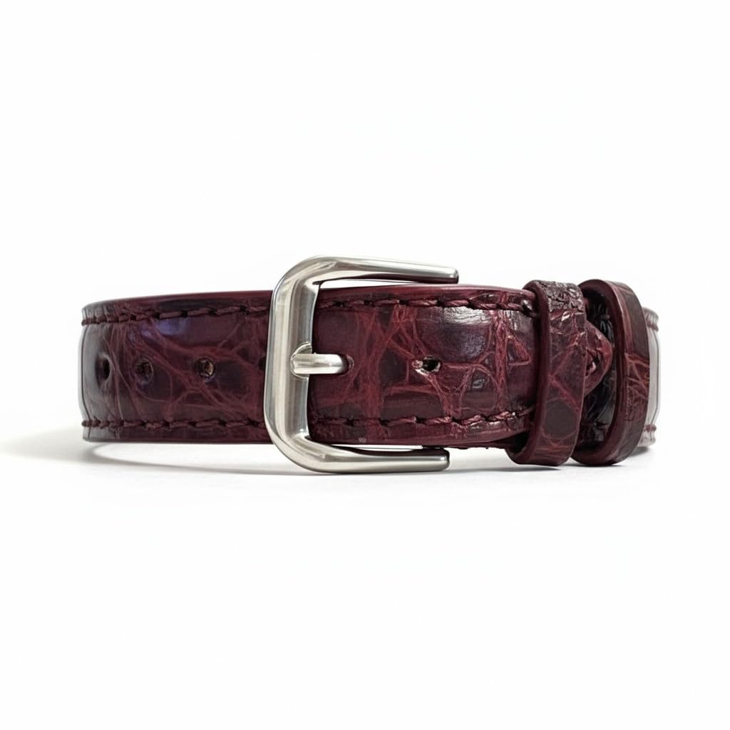De Santis Cinturino per Orologio in Vera Pelle di Coccodrillo Bordeaux | Misure 16mm, 18mm, 20mm, 22mm | Fibbia in Acciaio Inox | Ricambio Lusso Uomo/Donna