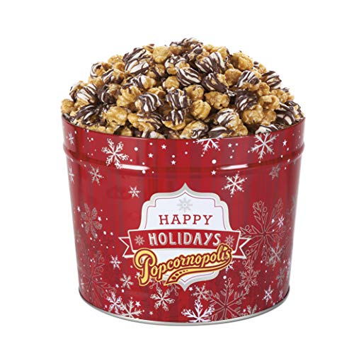 Popcornopolis Gourmet Zebra Popcorn 1.26 Gallon Tin, Popped Popcorn Gift, Christmas Party Tin