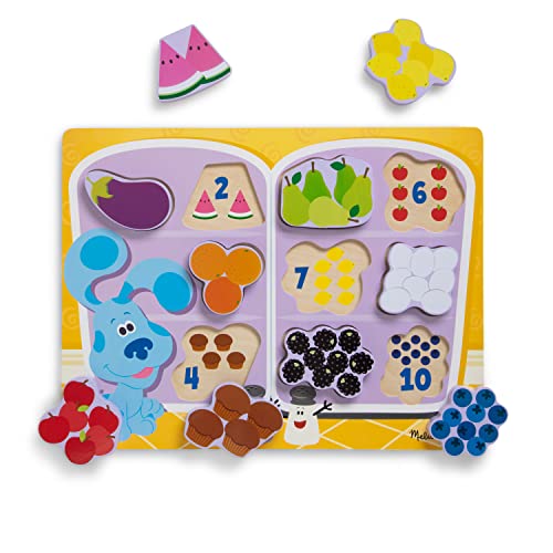 Image of Melissa & Doug Blue's Clues & You! Wooden Chunky Puzzle - Fridge Food (10 Pieces)