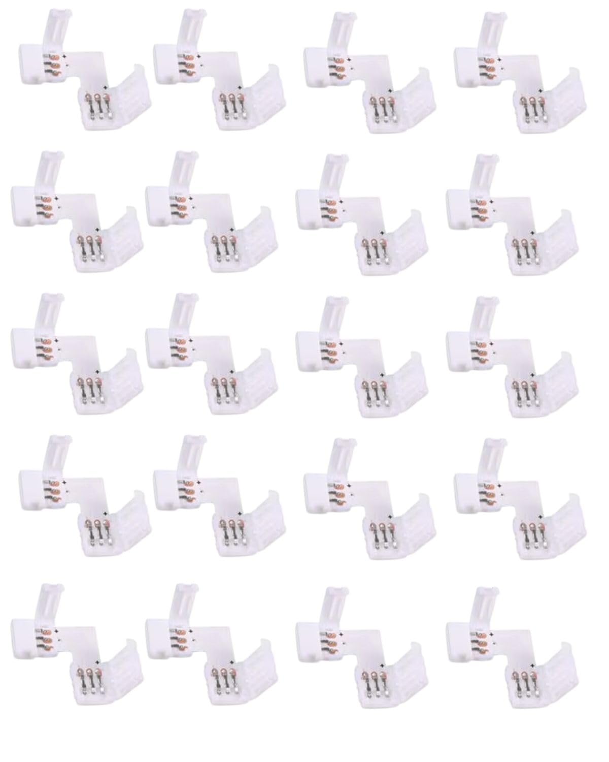 SNOOGG 20 Pack L Shape 3 pin Solderless and Gapless Connector 8 mm Unwired for LED Strips Terminal Extension-image-18