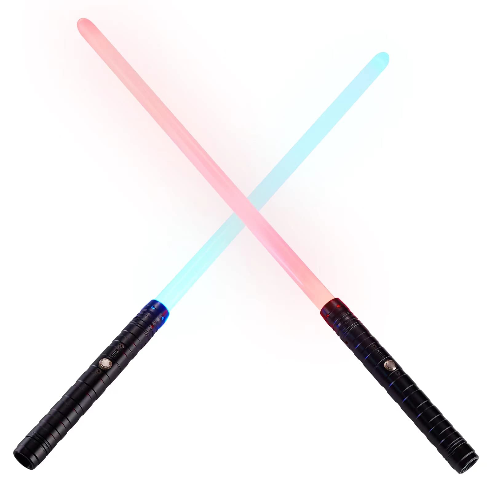 TounlinxLED Light up Saber Heavy Dueling Light Sword with Cool Sound Effect,7 Colors Changeable, Connetable Starlight Saber