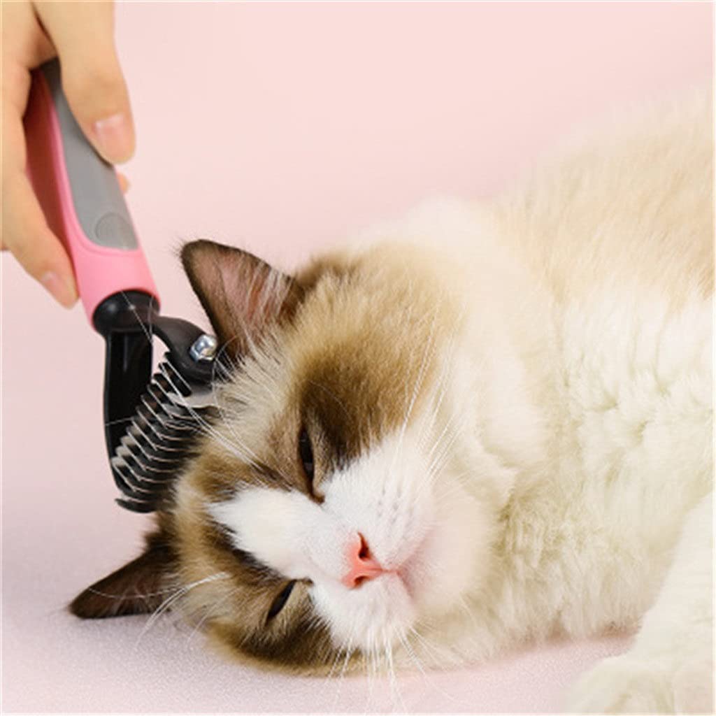 Dwustronna szczotka dla zwierząt ze stali nierdzewnej Koty Grzebień do usuwania sierści psa Grooming Dematting Deshedding Blade for Matted Long (Kolor: B) (B)