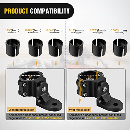 Image of Nilight UTV Flag Antenna Mount Black 1.5 inch to 1.75 inch and 1.75 inch to 2 inch Roll Bar