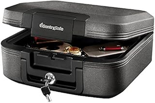SentrySafe Fireproof and Waterproof Safe Box with Key Lock, Fire and Water Chest Safe for Valuables, 0.28 Cubic Feet, 6.6 x 15.4 x 14.3 Inches, CHW20221