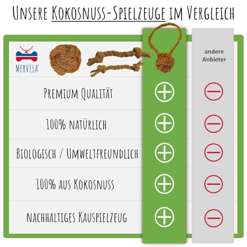 MERVELA® Kauseil aus 100% Kokosnuss-Wolle für Hunde – Natürliches, biologisches Kauspielzeug, Zahnpflege & Langlebig – Für alle Hundegrößen geeignet (XL (3,5X45cm))