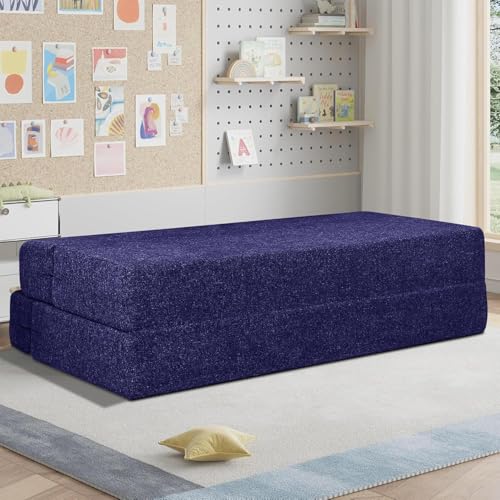 Image of Rosebell Two Seater Sofa Cum Bed | Jute Fabric Washable Cover | with Cushions Perfect for Guest | Purple-Color | 4' X 6' Feet