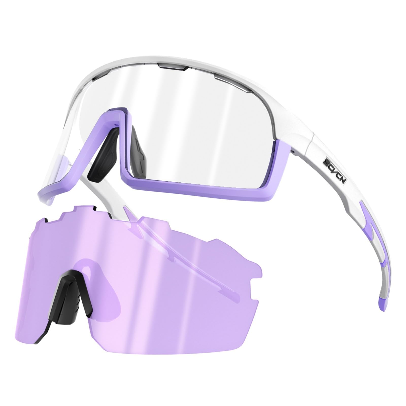 SCVCN Gafas de Ciclismo Fotocromáticas Hombre Mujer Gafas de Sol Deportivas Transparentes Montaña MTB Bicicleta Running Golf