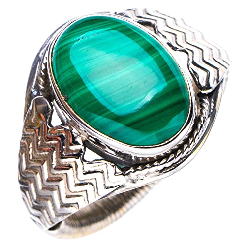 Bague malachite naturelle bague argent 925 fait main taille 55
