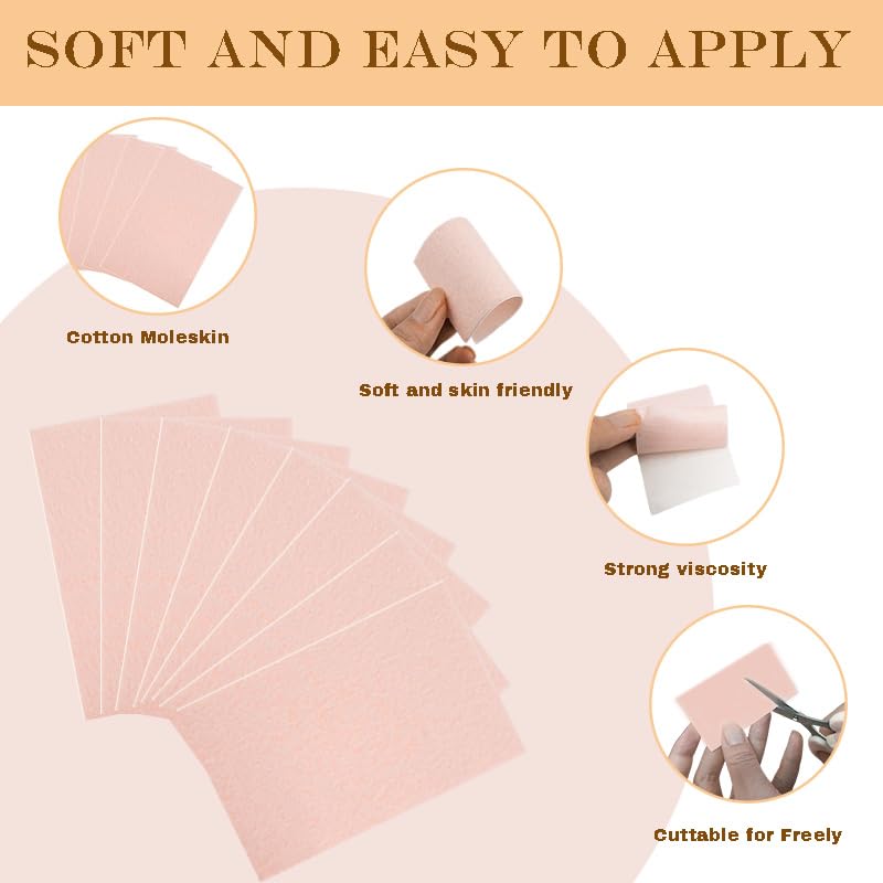 Image of 55 Sheets Moleskin for Feet Adhesive Mole Skin Patch for Feet, Shoes, Toes Prevention Tape Blister Prevention Blister Pads Reduce Friction Pain