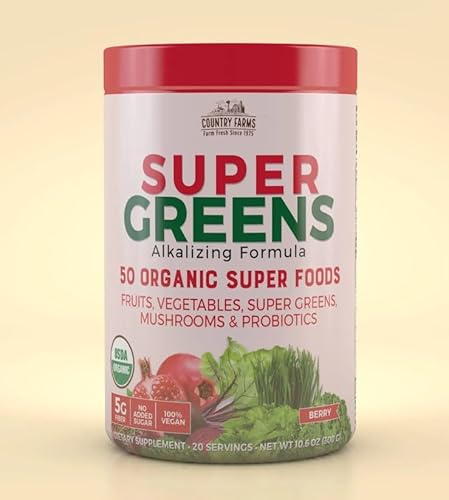 Country Farms Super Green Drink, Berry Flavor, 9.88 Oz (Pack of 2)
