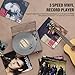 Record Player for Vinyl with 2 Build-in Speakers LP Vinyl Players Belt-Driven Vintage Turntables 3 Speed 3 Size, Wireless Bluetooth Playback, AUX-in,RCA Out, Headphone, Auto Stop Wood