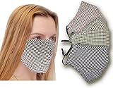 3 Pack Unisex Handmade Cotton Face Mask with Filter Pocket - Check Pattern Designed Mask - Comfortable and Washable and Reusable - Adult Light Weigh Mask with Filter Pocket (Filter not included)