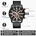 Men Leather Strap Military Watches Men's Chronograph Waterproof Sport Wrist Date Quartz Wristwatch Gifts (Black Black)