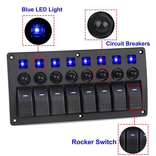 8 Gang Boat Rocker Switch Panel Marine Switch Panel Waterproof Marine Toggle Switches On/Off With Circuit Breaker For Car Rv Truck Automotive 12V-24V #TOP1