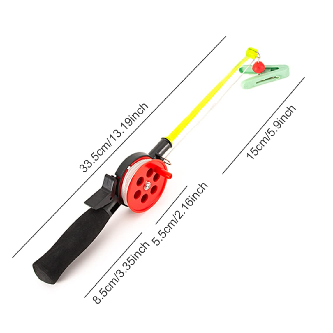 Mini Glace à pêche à la pêche à la Canne à crevettes Crabe avec Clip Bobine Kids Pool crabbbing Ensemble 2pcs Accessoire Sportif pour l'été