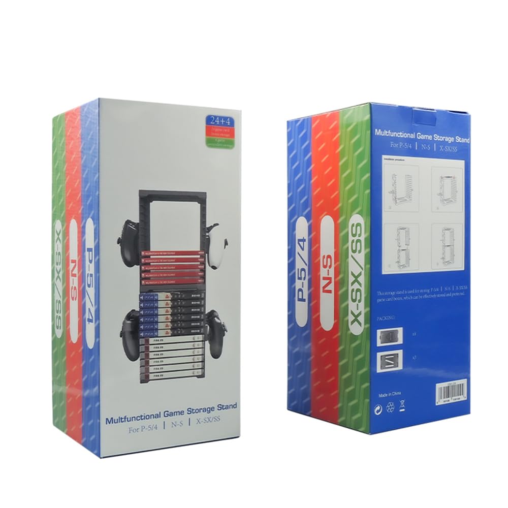 Torre de almacenamiento de videojuegos para PS5,24 juegos | Para PS5 PS4 Xbox Nintendo Switch Estuches de juegos Soporte de caja de tarjetas de juego Almacena