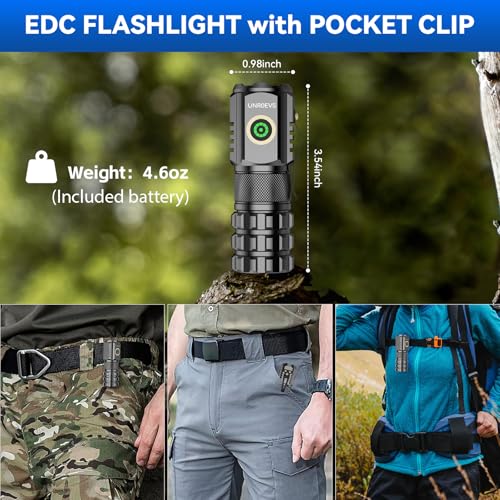 2-Pack XC06 Mini Flashlight Rechargeable,Pocket Flashlight with Magnet,Super Bright Small Compact Flashlight,5 Modes EDC Flashlight for Camping,Emergency.