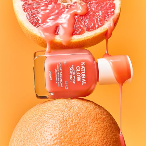 Image of ohora 2-in-1 Sheer Nail Polish & Strengthener - Grapefruit | Tinted Nail Concealer | Nail Hardener for Weak, Damaged Nails | Nail Care Polish with Glossy Finish | Glazed-Syrup Formula, 15 mL