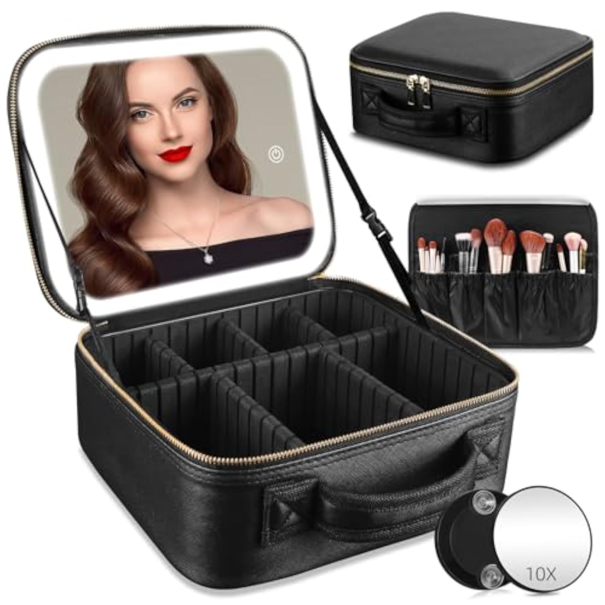 Makeup Bag with Mirror and LED Light