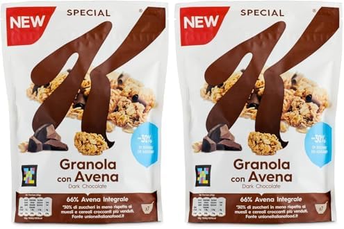  Kellogg's Special K Granola avena chocolate negro para desayuno familiar 320g (Paquete de 2)
| Kellogg's Special K Gran