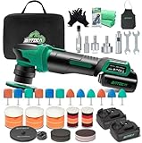 BATOCA S4 Cordless Mini Car Polisher Buffer Machine Rotary & Dual Action Polishing Machine Small Sander for Car detailing with 2x 12V 2.5Ah Battery 1&3inch Buffing Pad Polish Kit 4 Speeds 2000-5500RPM