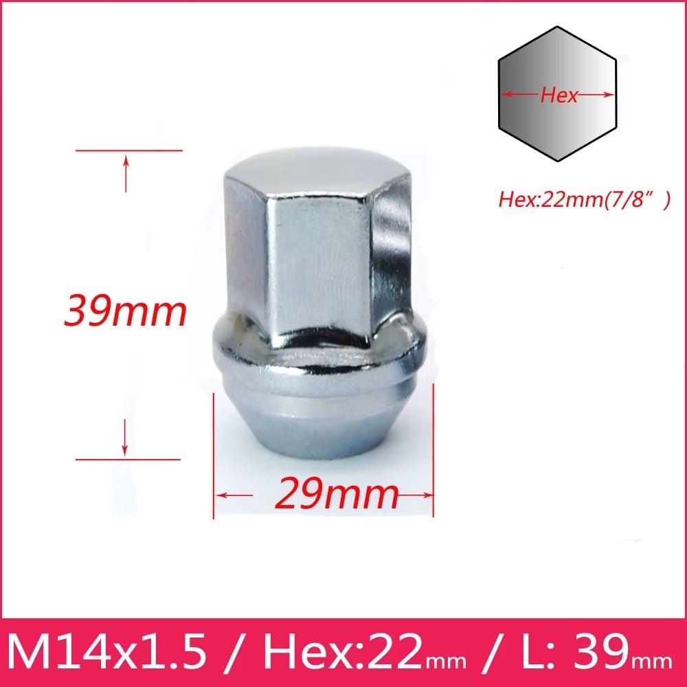bulloni cerchi Compatibile Con Chevrolet Per Malibu Per Camaro M14x1.5 Lunghezza 36 Mm Dadi Esagonali Ruote 22 Mm