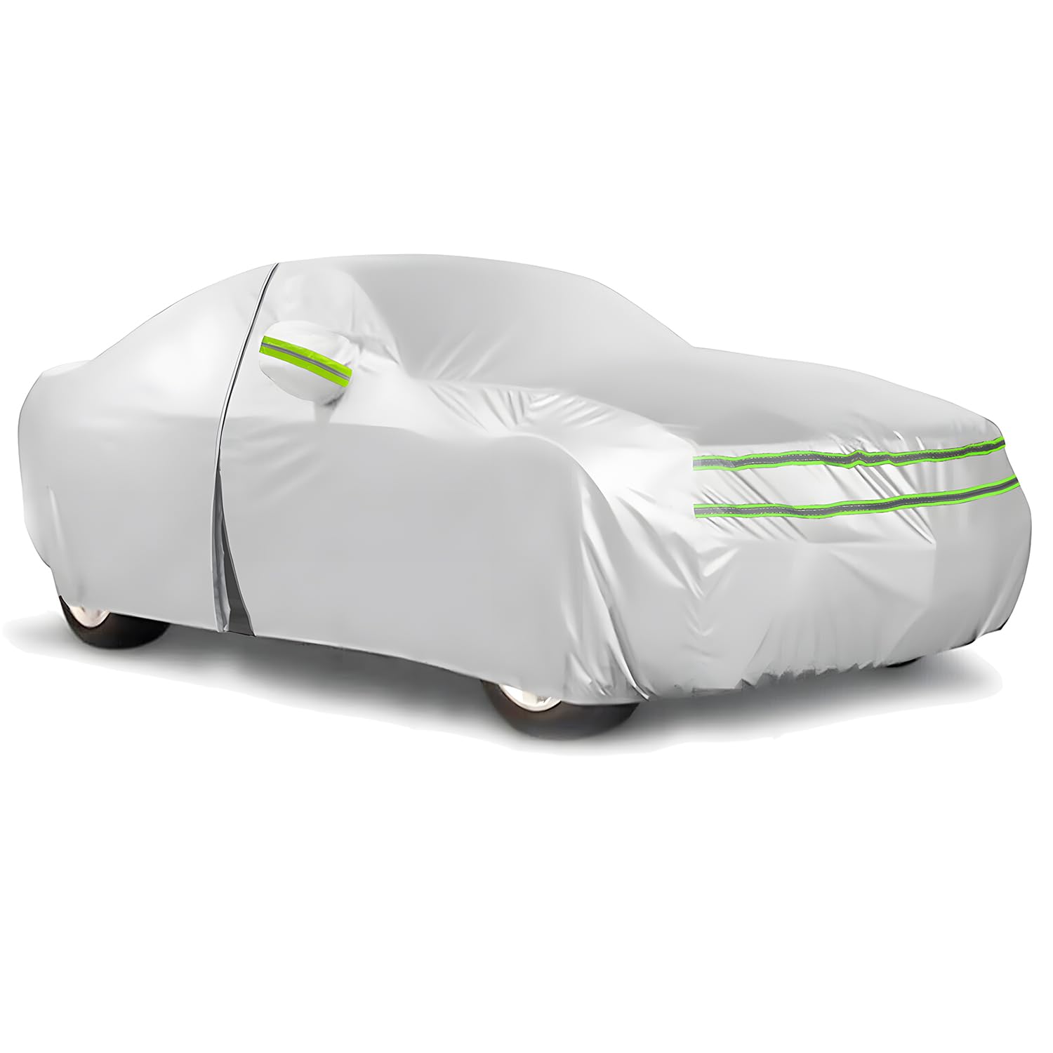 QUYDDC Universal Car Cover, All Weather Fit for Sedan Body Length up to 182", Waterproof, Snow Proof, UV Proof, Scratch Proof, Bird Droppings Proof -Grey