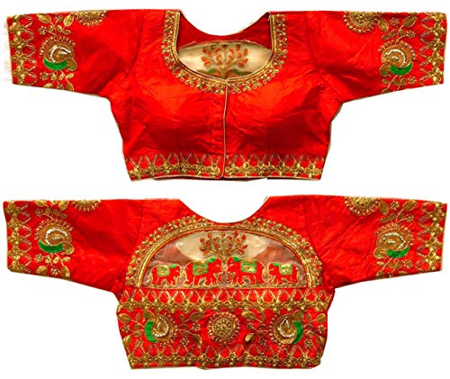 Image of Pujia Mills women's embroidery handwork design bridal blouse