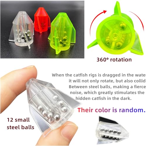 DAMIDEL 6Pcs Catfish Fishing Rigs Ready Kit,2 in 1 Rotating rattles/Double Rattles Beads, Float Rigs Tackle Santee Rig Peg Catfish,Free Adjustment in freshwter and Saltwater