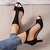 Pumps Damen Sandalen Schuhe Sommer Elegant Peep Toe Orthopädische Sandaletten Blockabsatz High Heels Abend Party Braut Sommerschuhe Schwarz 37 #2