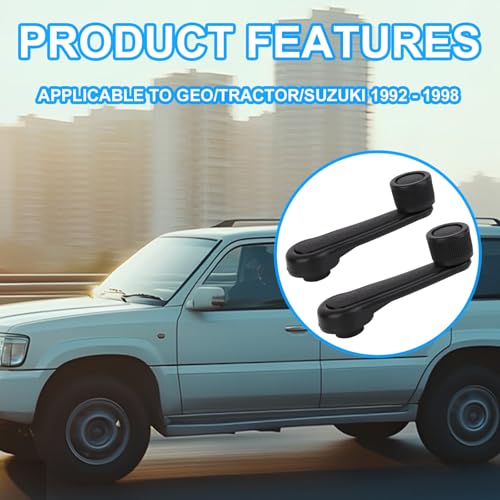 Image of lasuroa 2pcs Manual Window Handle Car, Driver & Passenger Side Replacement Crank Handles Parts Accessories for 1992-1998 Geo Tracker Suzuki (Black)