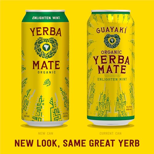 Guayakí Enlighten Mint Yerba Mate, 150mg Natural Caffeine, Better Energy, 15.5 Oz (Pack of 12)