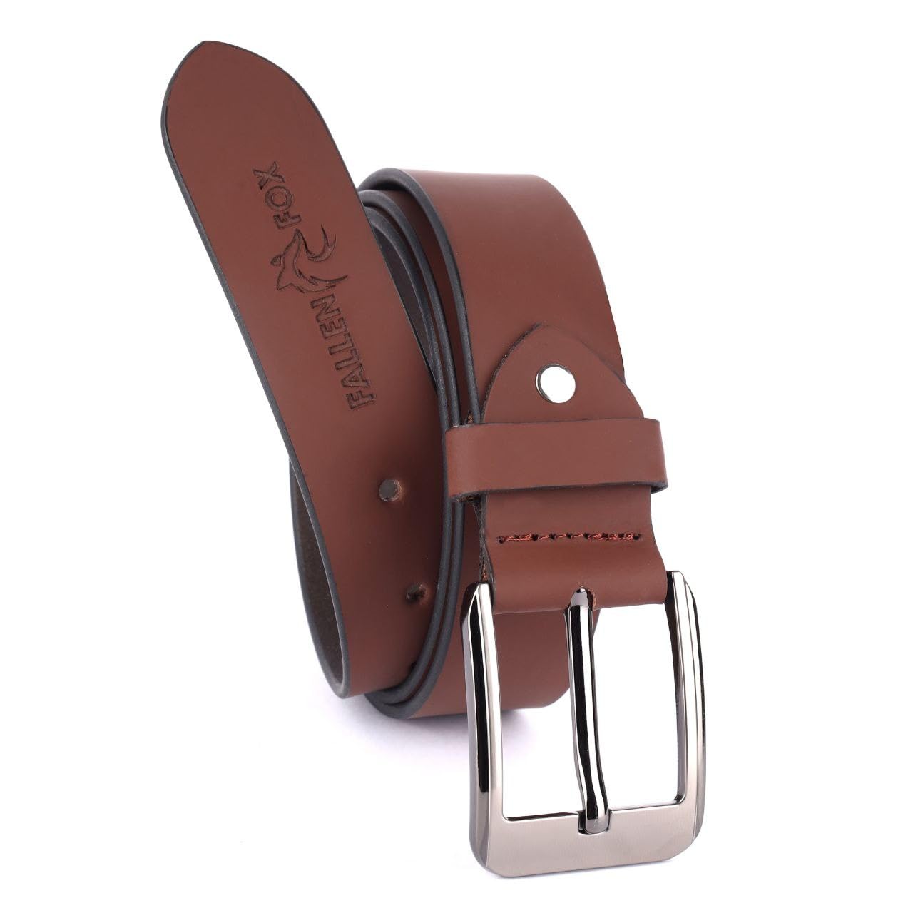Premium Leather Belt For Men, Tan Brown, Classic Casual and Formal Style with Metal Buckle-image-48