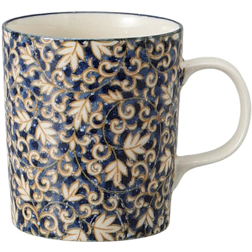 エールネット(Ale-net) マグカップ mug 10.5×7.8×9cm 320cc つる唐草軽量 青マグ 磁器 食洗機使用可 電子レンジ使用可 美濃焼 日本製