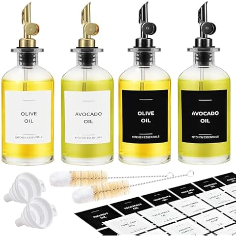 Spaceneat Olive Oil Dispenser Bottle for Kitchen, 11.8 fl oz, Gold & Black Bundle Cover