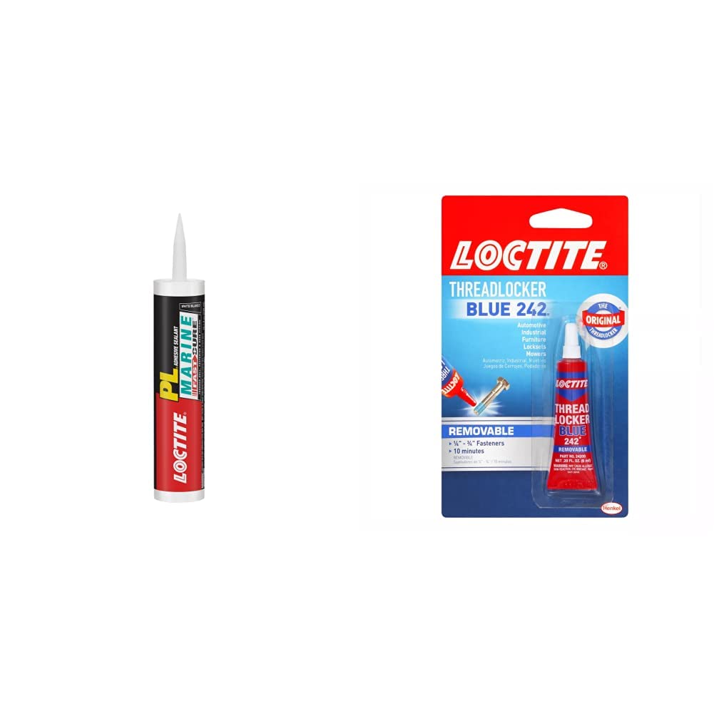 Loctite PL Marine Fast Cure Adhesive Sealants, 10.1 fl oz, 1, Cartridge & Threadlocker Blue 242 Nut/Bolt Locker