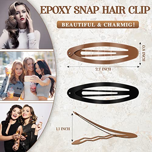 40 Pieces Oval Hair Clips 2.8 Inch Non Slip Snap Clips Hair Barrettes For Women Metal Ellipse Hair Clips Hair Accessories For Girls Hair Styling, Black And Brown #TOP1