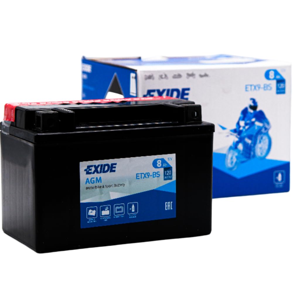 EXIDE BIKE ETX9-BS BATTERA Sigillata AGM MC (Dry) = YTX9-BS