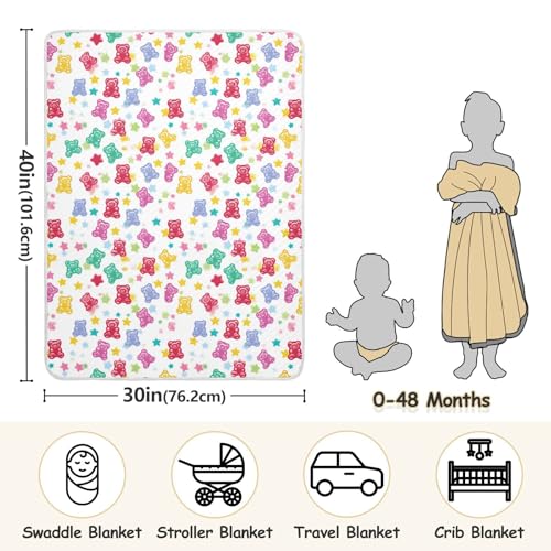 Image of Baby Blankets for Baby Girls and Boys Soft Warm Security Bed and Play Blanket for Infant Toddler Kid Crib Bedding 30X40in Colorful Gummy Bears Candies Jelly Sweets