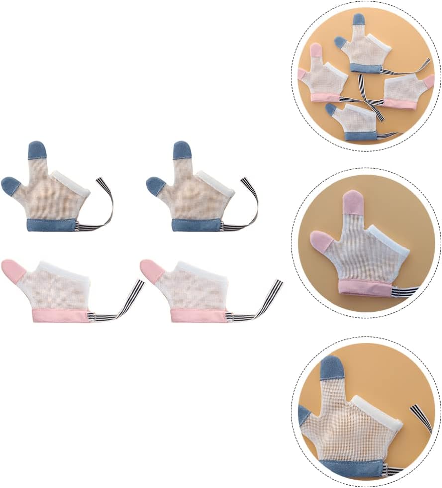Cabilock Baby Anti Sucking Gloves Breathable Mesh Finger Guards with Adjustable Wrist Strap Stop Thumb Sucking for Toddlers 5X2.75 Inch - Image 4